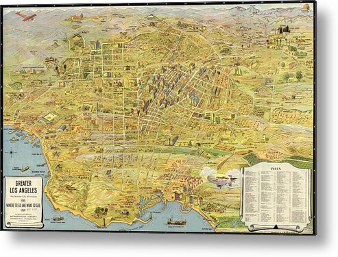 History Metal Print featuring the photograph 1932 Aerial Map Of Greater Los Angeles by Everett