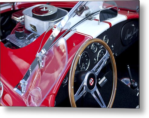 1955 Ac Cobra Metal Print featuring the photograph 1955 AC Cobra Steering Wheel and Engine by Jill Reger