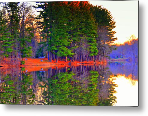 Lake View Metal Print featuring the digital art Reflections At Farrington Lake #3 by Aron Chervin