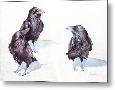 Birds Metal Print featuring the painting A Conspiracy of Ravens by Marsha Karle