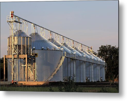 Agriculture Metal Print featuring the photograph Agriculture-Grain Bins 1 by Karen Wagner