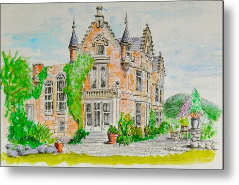 Castle Metal Print featuring the painting Aigas House 2 by Vic Delnore