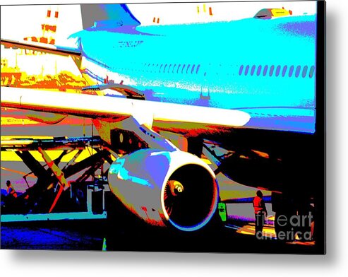 Aircraft Travel Voyage Airport Engine Check Up Holidays Fun Joy Touch Down Lift Off Plane Airplane Metal Print featuring the mixed media Aircraft on the ground by Rogerio Mariani