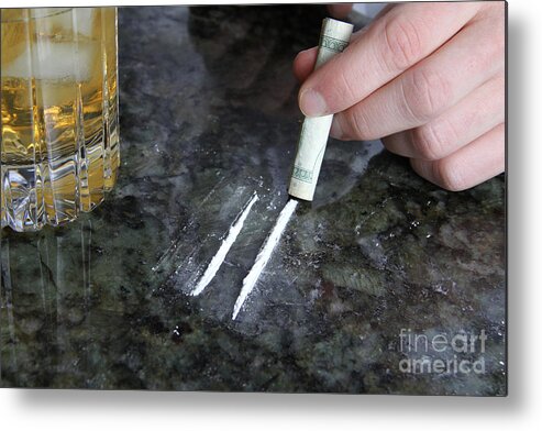 Beverage Metal Print featuring the photograph Alcohol And Cocaine by Photo Researchers