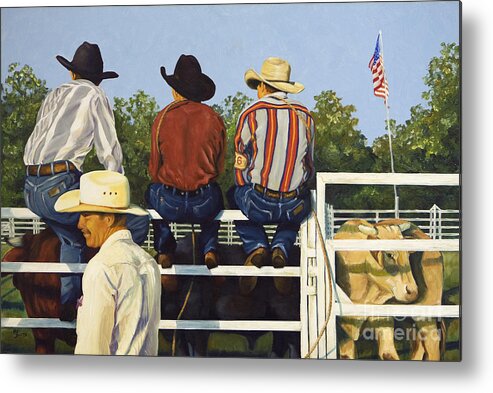 Cowboys Metal Print featuring the painting All American by Pat Burns