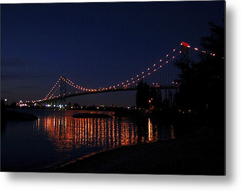 Ambassador Bridge Metal Print featuring the photograph Ambassador Bridge at night by Wade Clark