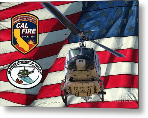 Firefighting Metal Print featuring the digital art American Hero 1 by Tommy Anderson