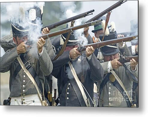 War Of 1812 Metal Print featuring the photograph American Infantry Firing by JT Lewis