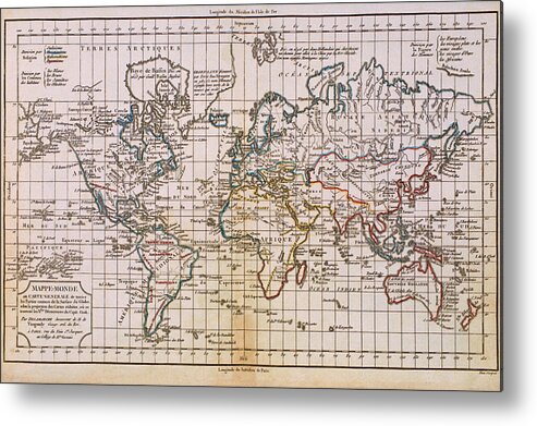 Still Life Metal Print featuring the photograph Antique Map Of The World by Comstock