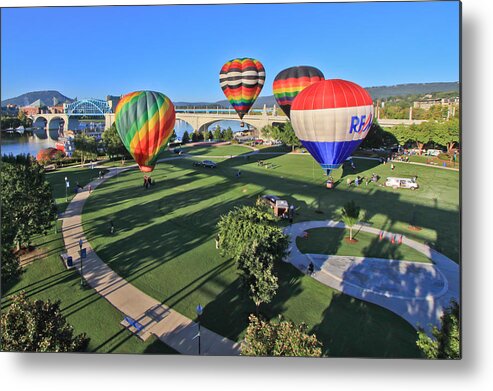 Balloons Metal Print featuring the photograph Balloons in Coolidge Park by Tom and Pat Cory