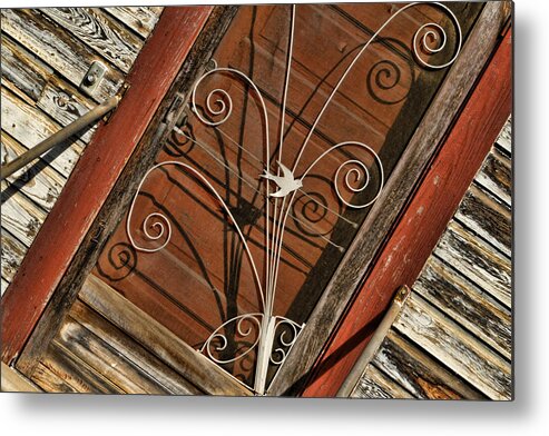 Barn Swallow Metal Print featuring the photograph Barn Swallow Gracing Historial Train Station Door by Kathy Clark