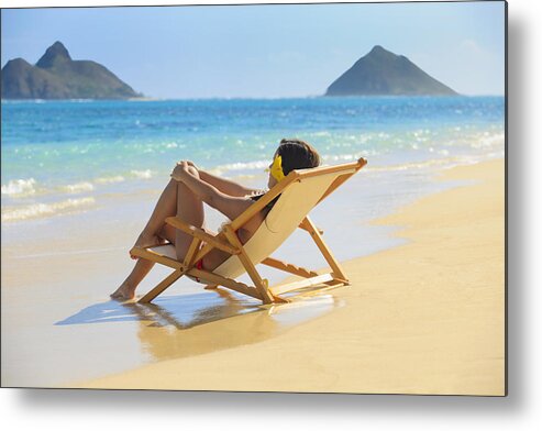 Attractive Metal Print featuring the photograph Beach Lounger II by Tomas del Amo