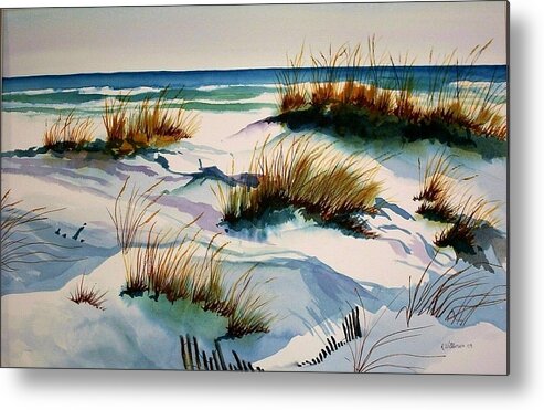 Landscape Metal Print featuring the painting Beach Shadows by Richard Willows