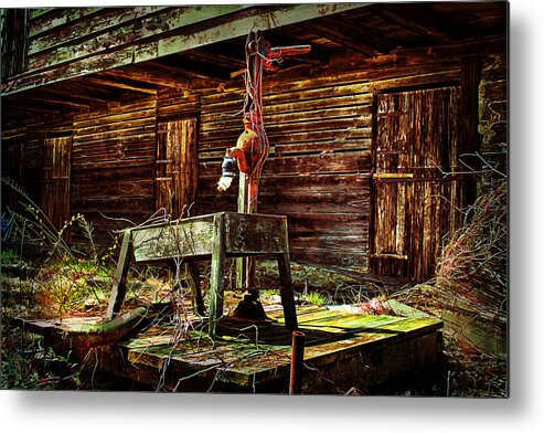 Country Metal Print featuring the photograph Beaten Down Barn Building by Trudy Wilkerson
