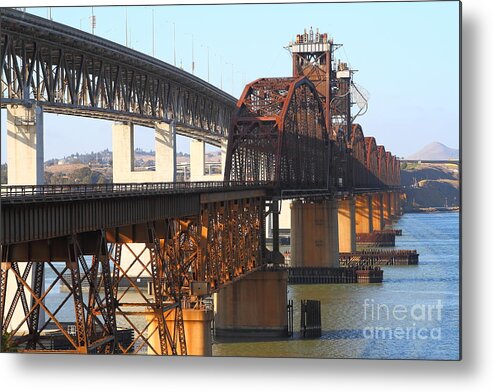 Transportation Metal Print featuring the photograph Benicia-Martinez Bridges Across The Carquinez Strait in California . 7D10425 by Wingsdomain Art and Photography