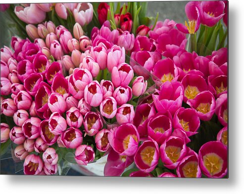 Bouquet Of Tulips Metal Print featuring the photograph Birds Eye View Of Chatting Tulips by Dina Calvarese