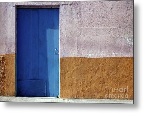 Mexico Metal Print featuring the photograph BLUE DOOR Cozumel Mexico by John Mitchell