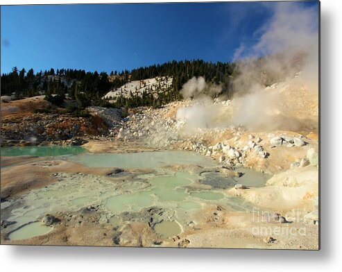 Lassen Volcanic National Park Metal Print featuring the photograph Blue Pools And Funaroles by Adam Jewell