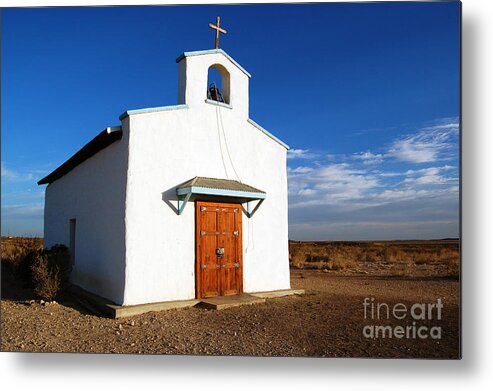 Travelpixpro West Texas Metal Print featuring the photograph Calera Mission Chapel in West Texas by Shawn O'Brien