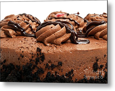 Chocolate Metal Print featuring the photograph Chocolate Cake With A Cherry On Top 3 by Andee Design