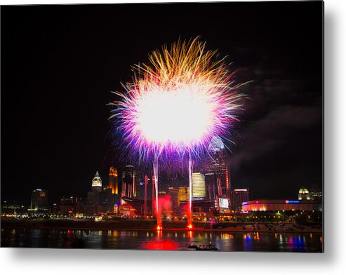 Cincinnati Metal Print featuring the photograph Cincinnati Reds Fireworks - Grand Finale by Craig Bowman