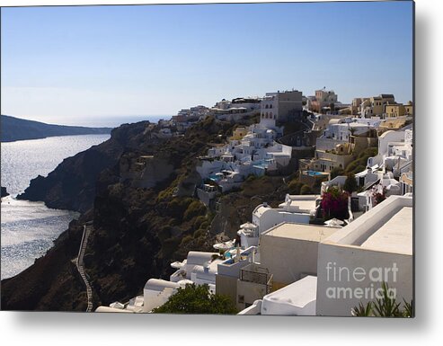 Santorini Metal Print featuring the photograph Cliff Side by Leslie Leda