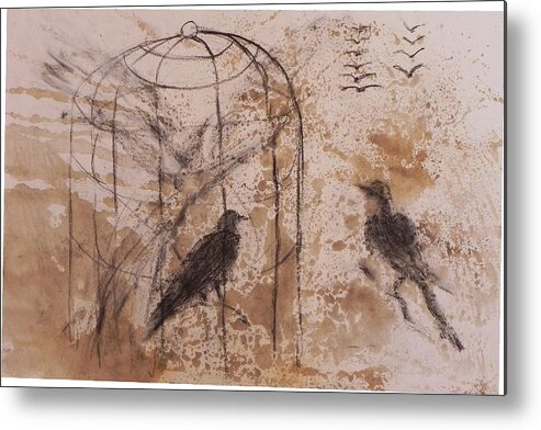 Bird Metal Print featuring the painting Commitment by Ilona Petzer