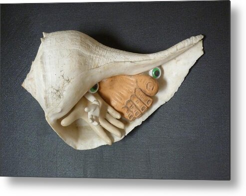 Conch Metal Print featuring the sculpture Conch Fritter Critter by Douglas Fromm