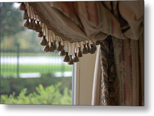Curtain Metal Print featuring the photograph Curtain and View by Naomi Wittlin