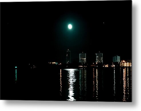 Moon Metal Print featuring the photograph Dance of the Moon on the Halifax by DigiArt Diaries by Vicky B Fuller
