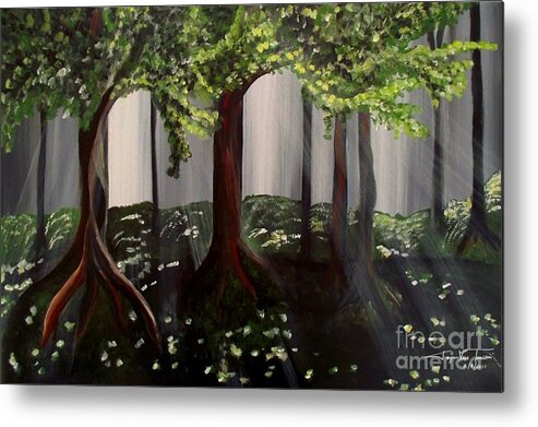 Forest Painting Metal Print featuring the painting Dappled Forest 2 by Jayne Kerr 