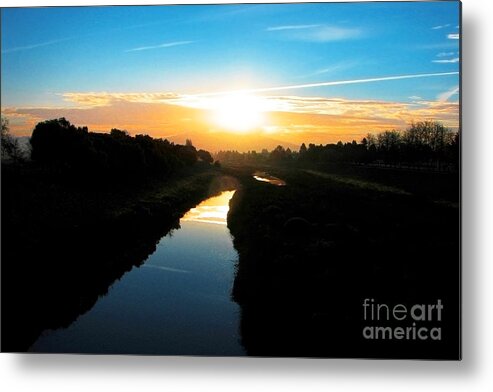 Landscape Metal Print featuring the photograph Dawn on the Canal by Ellen Cotton