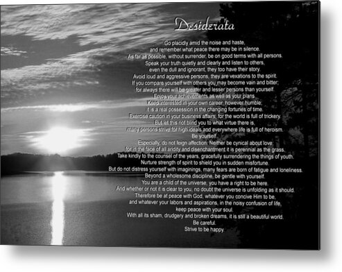 Poem Metal Print featuring the photograph Desiderata by George Bostian