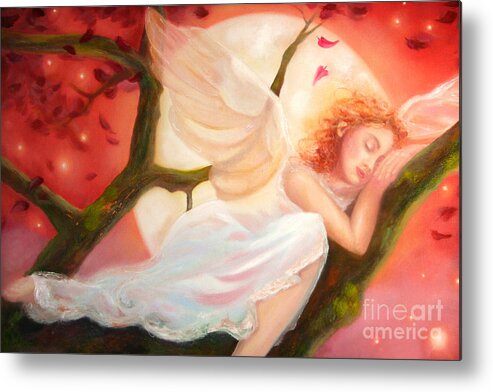 Angel Metal Print featuring the painting Dreams of Strawberry Moon by Michael Rock