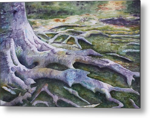 Tree Roots Metal Print featuring the painting Dunbar Cave Roots by Patsy Sharpe