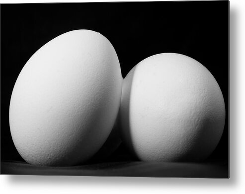 Eggs Metal Print featuring the photograph Eggs in Black and White by Lori Coleman