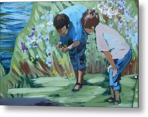 Mural Metal Print featuring the painting Father and Son Detail of Spring 1 by Jan Swaren