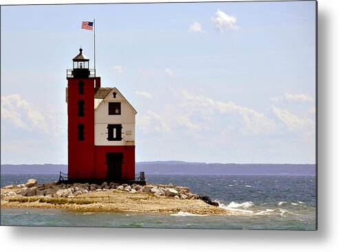 Round Island Light House Metal Print featuring the photograph Round Island Light House Mackinac island Michigan by Marysue Ryan