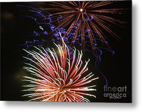 Fireworks Metal Print featuring the photograph Flowers in sky by Yumi Johnson
