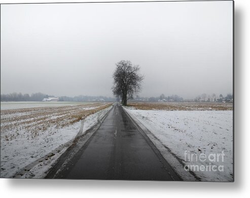 Road Metal Print featuring the photograph Foggy winter road by Mats Silvan