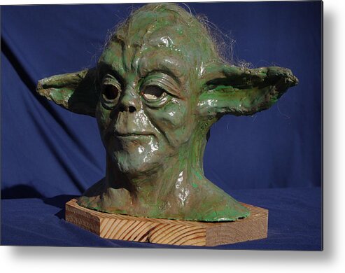 Mask Metal Print featuring the sculpture For Elliot by Rick Ahlvers