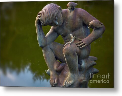Statue Metal Print featuring the photograph Fountain of Faith Nature Boy by Susan Isakson
