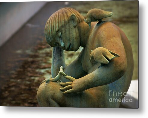 Statue Metal Print featuring the photograph Fountain of Faith Nature Boy Two by Susan Isakson
