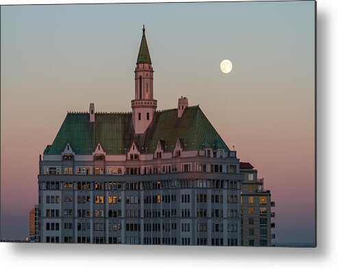 Full Moon Metal Print featuring the photograph full moon over the Riviera in Long Beach Ca. by Dina Calvarese