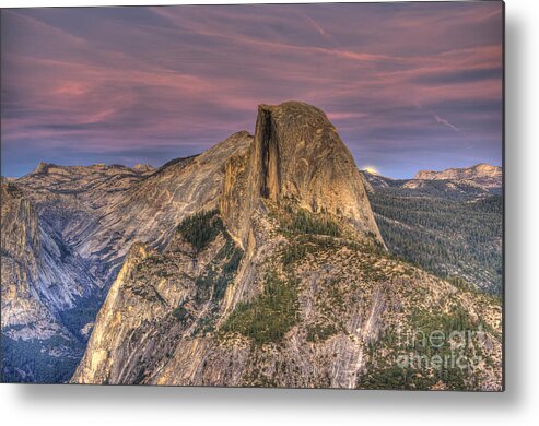 Half Dome Metal Print featuring the photograph Full Moon Rise behind Half Dome by Jim And Emily Bush