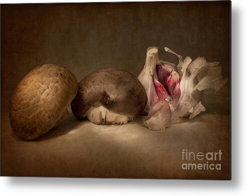 Food Metal Print featuring the photograph Fungi and Garlic by Ann Garrett