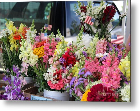 Flowers Metal Print featuring the photograph Garden flower stand by Yumi Johnson