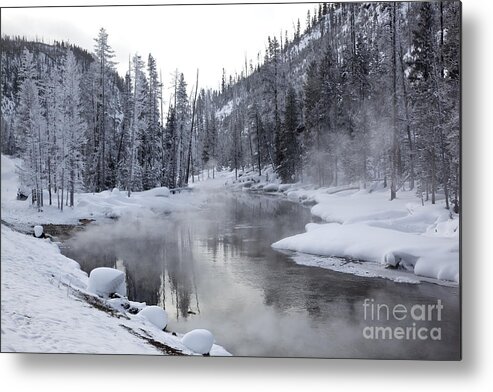 Gibbon River Metal Print featuring the photograph Gibbon River With Mist by Greg Dimijian