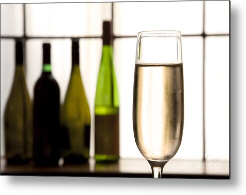Alcohol Metal Print featuring the photograph Glass of Champagne by Charlotte Lake