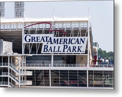 America Metal Print featuring the photograph Great American Ball Park Sign in Cincinnati by Paul Velgos